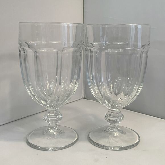 Pair Large Libbey Duratuff Goblet Drinking Glasses - Picture 1 of 7